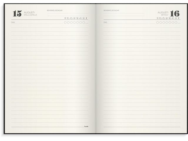 3-årsdagbok mörkblå linnetextil