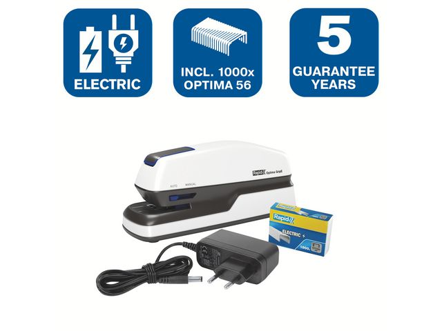 Elhäftare RAPID Optima Grip vit/svart