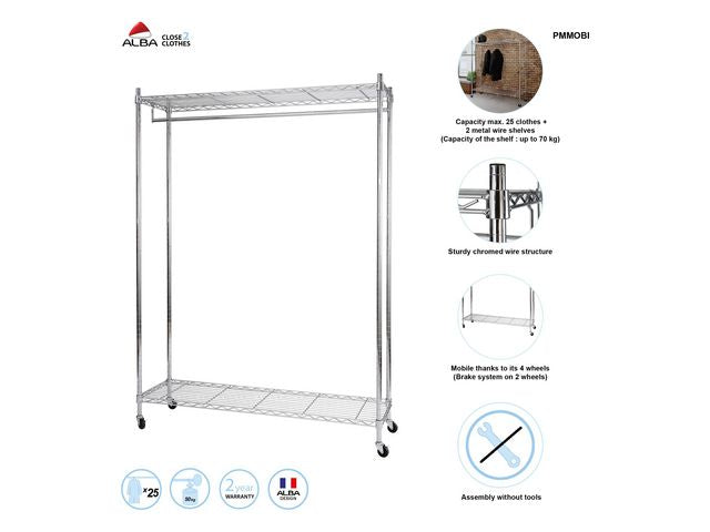 Klädställning ALBA för 36 galgar metall