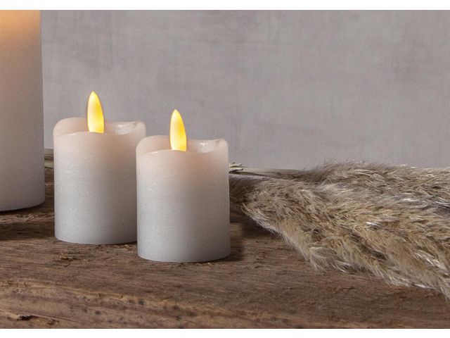 Blockljus STAR T Flamme LED 7,5cm vit