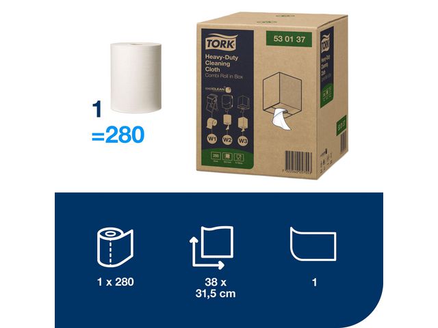 Rengöringsduk TORK W4 Kraftig vit 280/fp