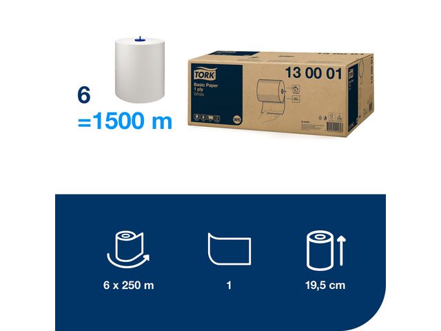 Torkrulle TORK Basic W6 1-lag 250m vit