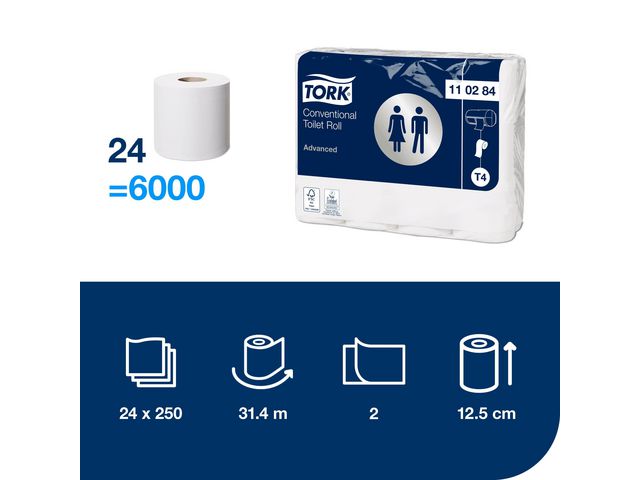 Toalettpapper TORK Adv T4 2-lag 24/fp