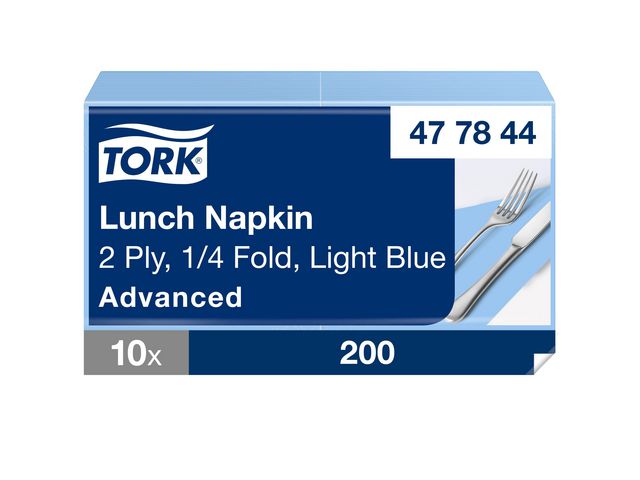Servett TORK Lunch 2-lags ljusblå 200/fp