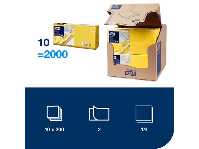 Servett TORK Lunch 2-lags gul 200/fp
