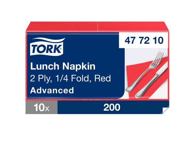 Servett TORK Lunch 2-lags röd 200/fp