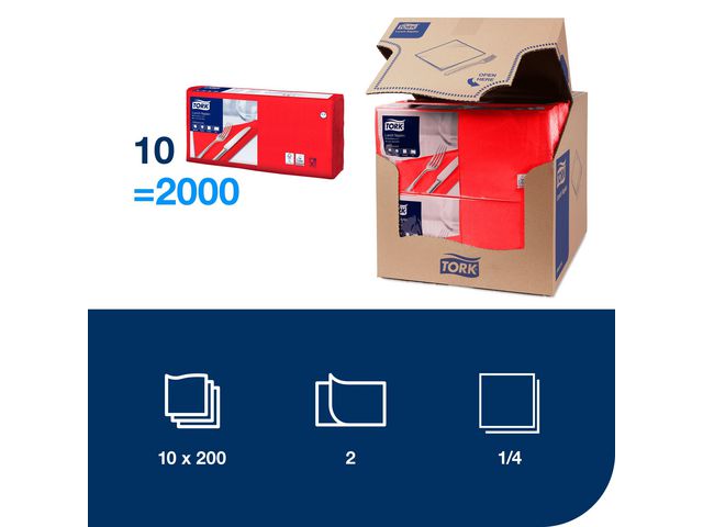 Servett TORK Lunch 2-lags röd 200/fp