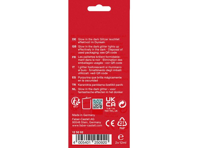 Glitterfärg FABER Glow inthe dark 2x12ml