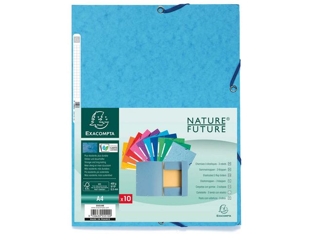 Gummibandsmapp EXACOMPTA 3-klaff A4 sort