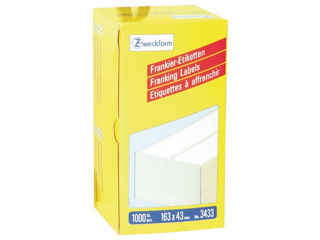 Etikett AVERY frankering 163x43 1000/fp
