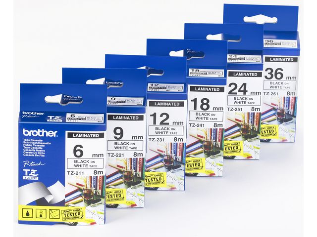 Tape BROTHER TZE131 12mm svart på klar