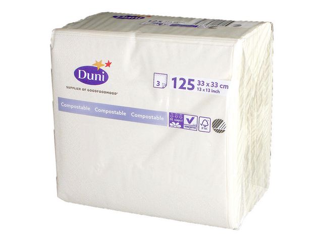 Servett 3-lags 33x33cm vit 125/fp