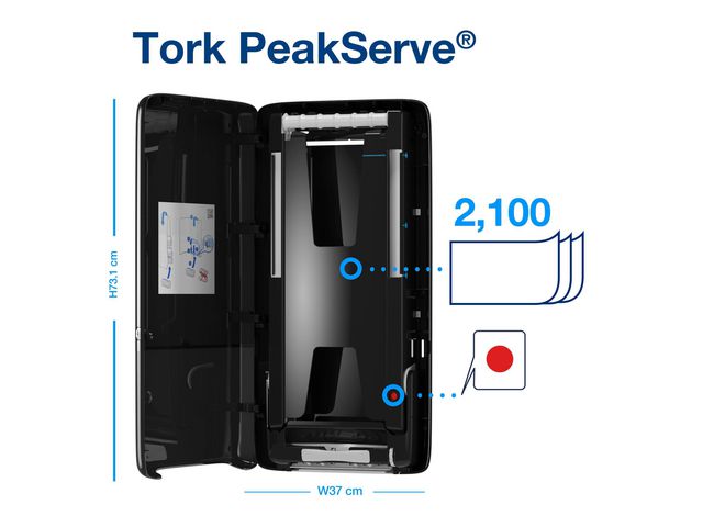 Dispenser TORK H5 Handduk PeakServ svart