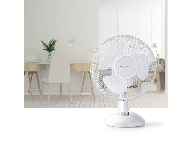 Bordsfläkt NEDIS 23 cm 22W plast vit