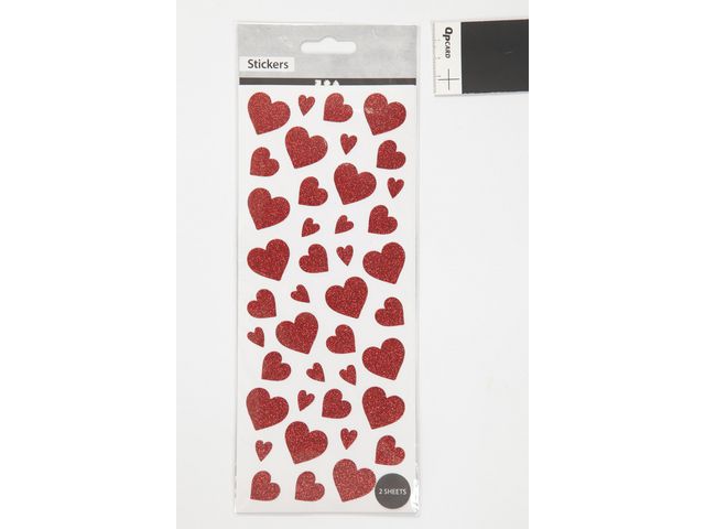 Glitterstickers röd hjärtan 84/fp