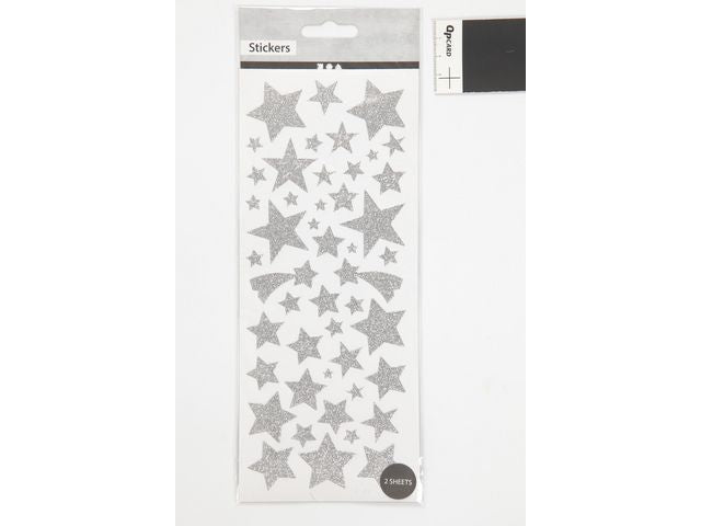 Glitterstickers silver stjärnor 110/fp