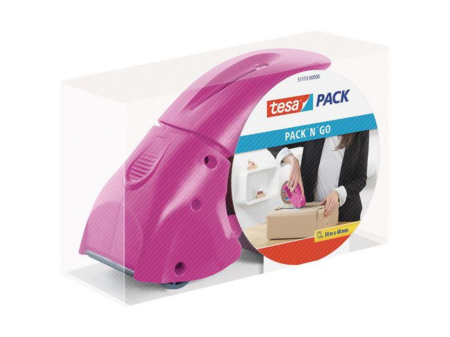 Tejphållare packtejp TESA Pack-n-Go rosa