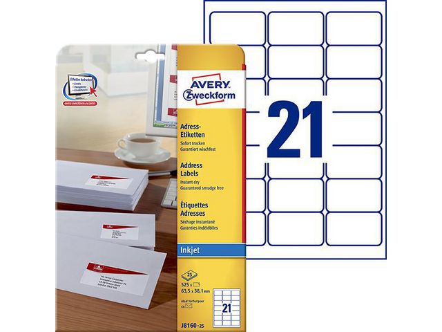 Etikett AVERY QD 63,5x38,1mm 525/fp