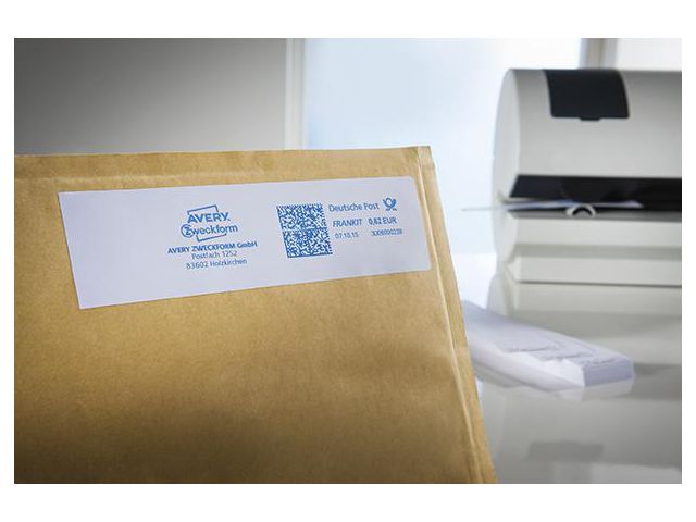 Etikett AVERY frankering 163x43 1000/fp