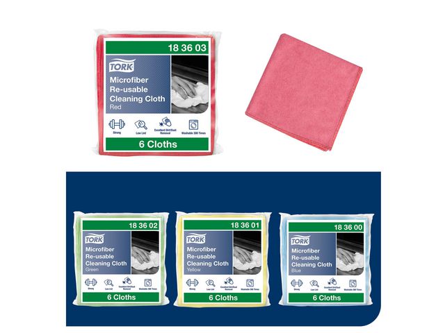 Microfiberduk TORK 30,5x30,5cm röd 6/fp