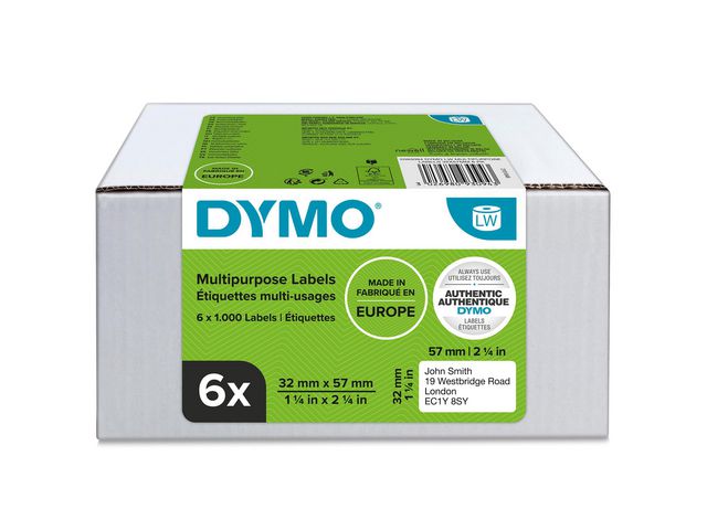 Etikett DYMO 57x32mm 6x1000/fp
