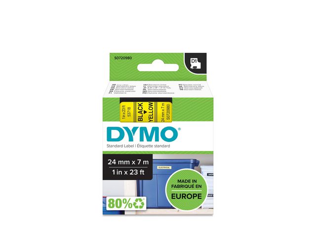Tape DYMO D1 24mm svart på gul