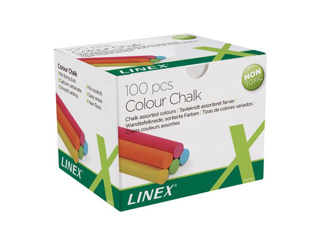 Tavelkrita LINEX sort färger 100/fp