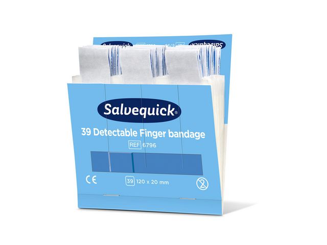 Plåster SALVEQUICK refill lång blå 39/fp