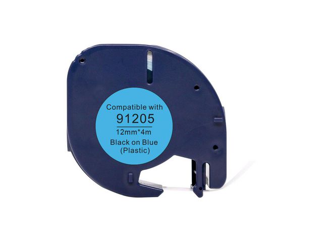 Tape plast 12mmx4m svart på blå