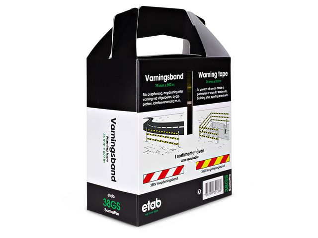 Varningsband gul/svart 75mmx500m