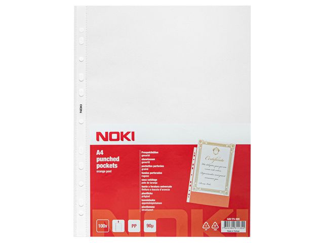 Plastficka NOKI A4 0,09 präg 100/fp
