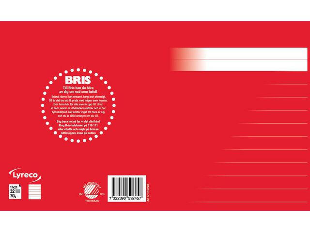 Skrivh.17x21cm linj. 14,5mm röd