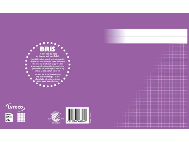 Räknehäfte 17x21cm rutat 5x5 mm lila