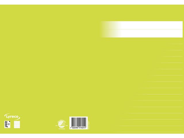 Skrivhäfte A4 linjerat 14,5mm ljusgrön