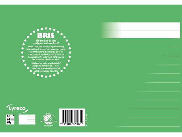 Skrivhäfte A5 olinj/linj. 14,5mm grön