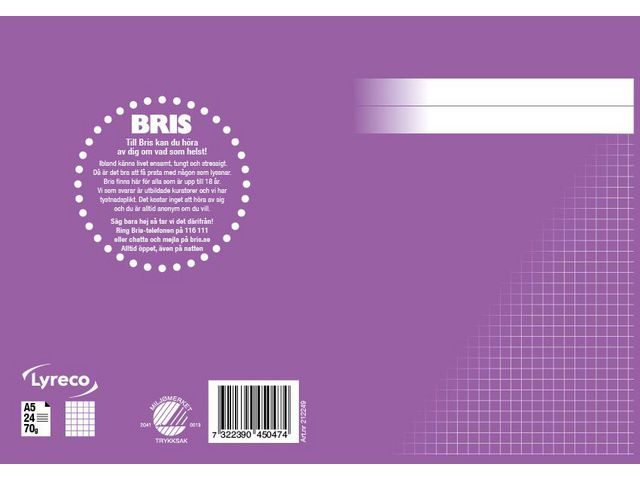 Räknehäfte A5 rutat 5x5mm lila 24 blad