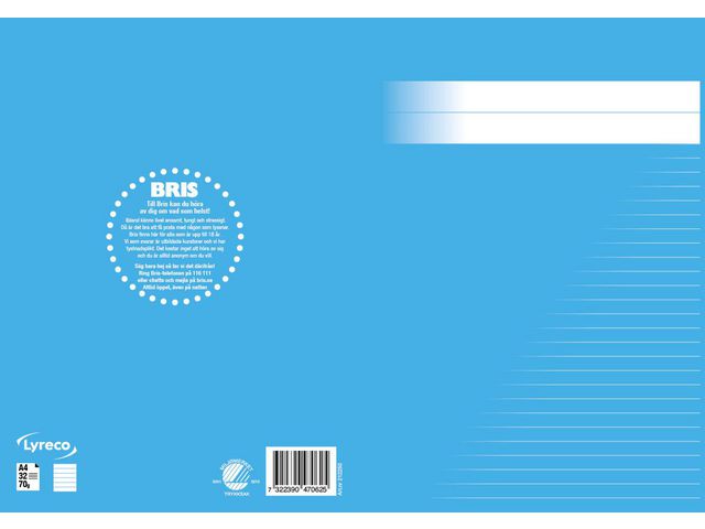 Skrivhäfte A4 linjerat 8,5mm mellanblå