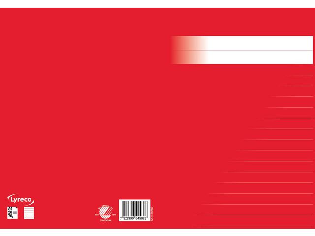 Skrivhäfte A4 linjerat 14,5mm röd