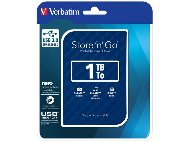 HDD Ext. VERBATIM 2.5' 3.0 1TB Blå