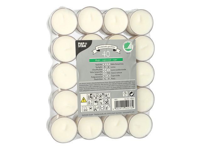 Värmeljus 100% raps 38x24mm 40/fp vit