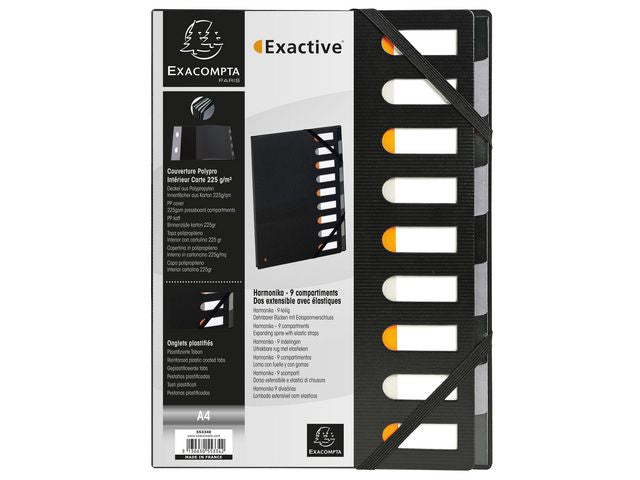 Sorteringsmapp EXACOMPTA 9-flik svart