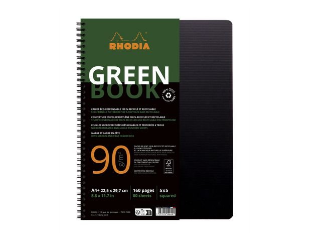 Anteckningsblock GREENBOOK A4+ rut recy