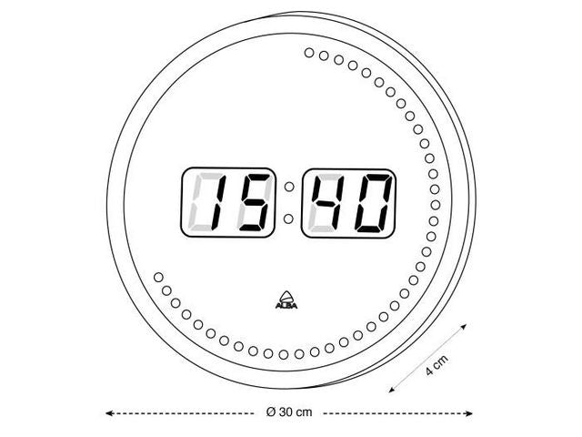Väggur ALBA LED Ø30cm svart/röd