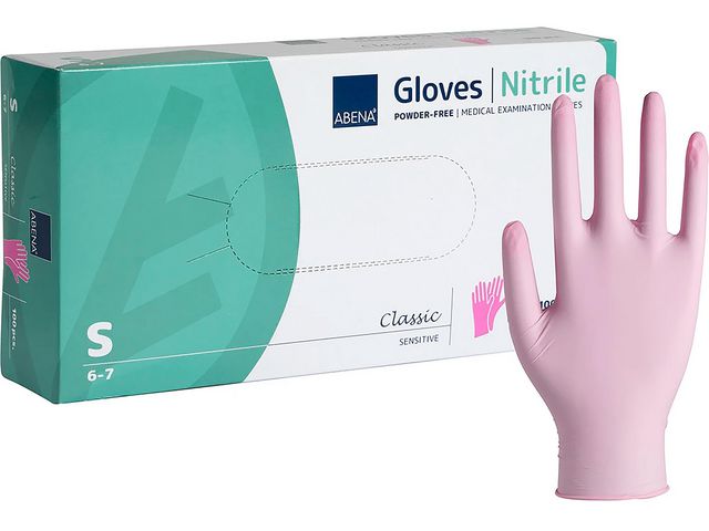 Nitrilhandske puderfri rosa S 100/fp