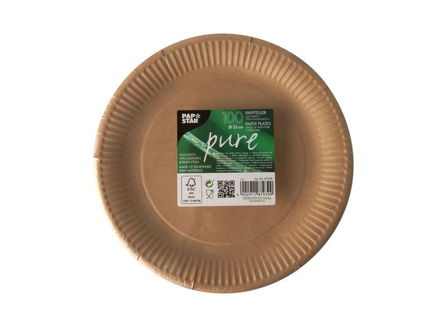 Tallrik PURE papper Ø230mm brun 100/fp