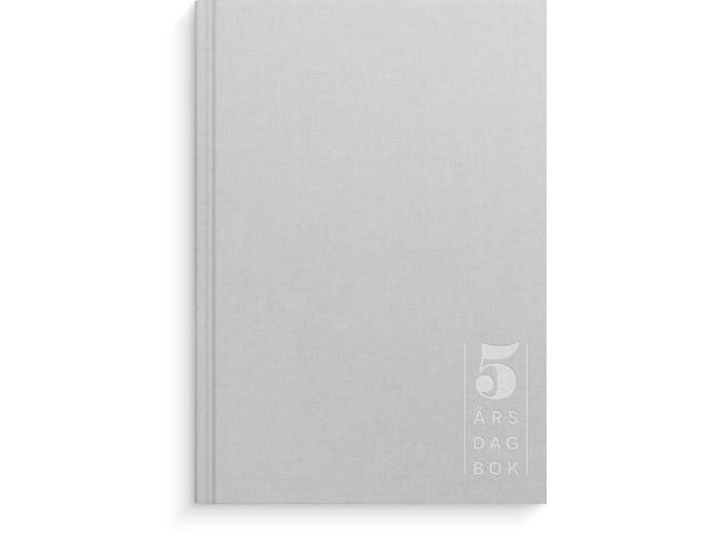5-årsdagbok ljusgrå linnetextil
