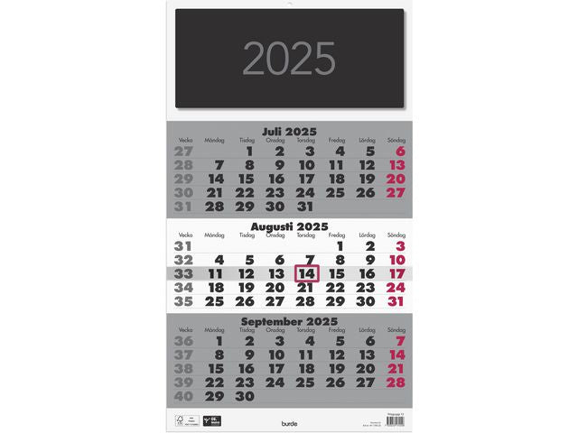 Väggkalender Triplaner Elegant 2025