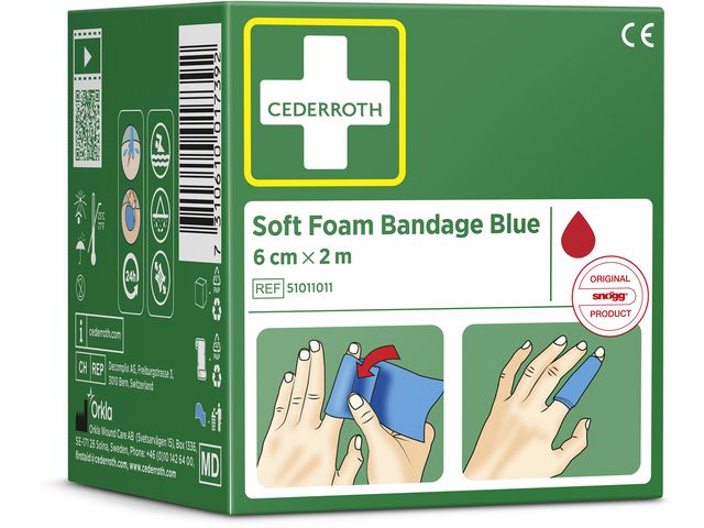 Plåster CEDERROTH SoftFoam 6cmx2m blå