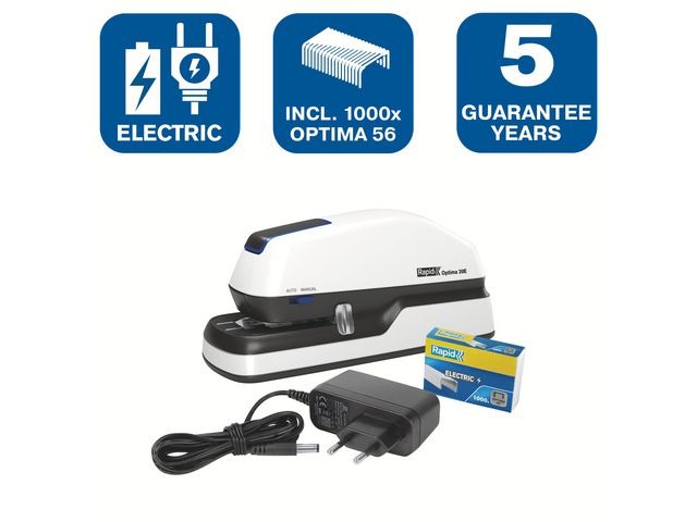 Elhäftare RAPID Optima 20 vit/svart