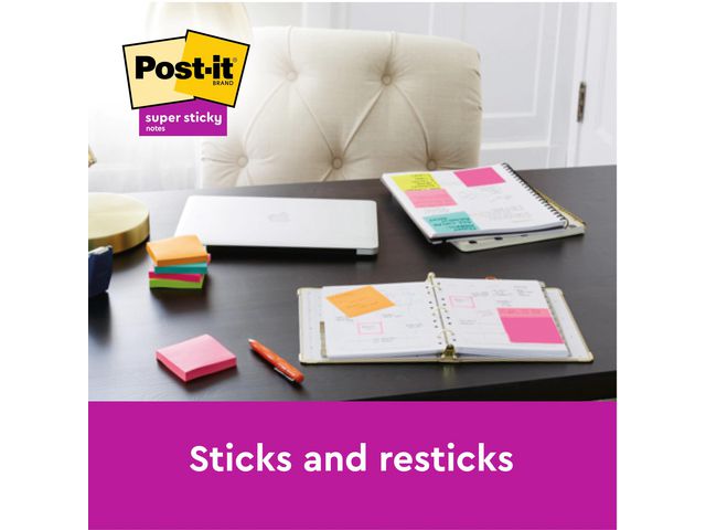 Notes POST-IT SS rec 102x152mm sort 4/fp